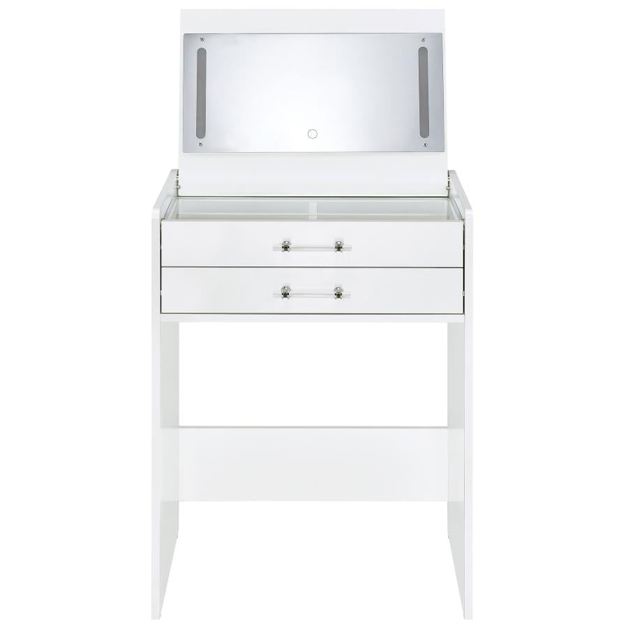 Danbury 3-drawer Makeup Vanity & Stool Set White High Gloss-9