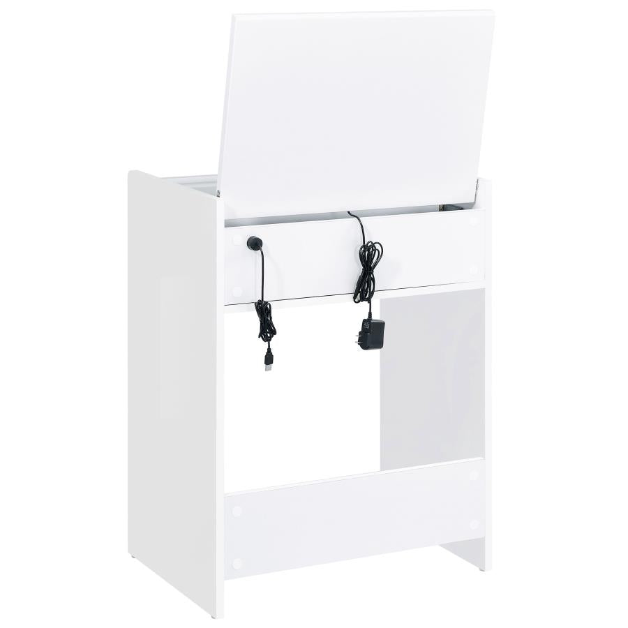 Danbury 3-drawer Makeup Vanity & Stool Set White High Gloss-zoom-11