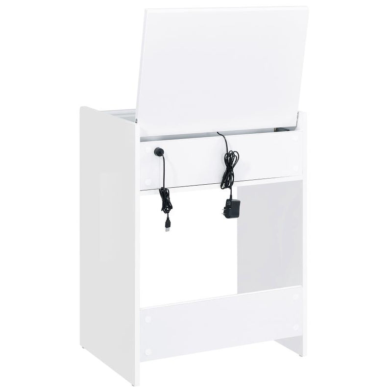 Danbury 3-drawer Makeup Vanity & Stool Set White High Gloss-zoom-