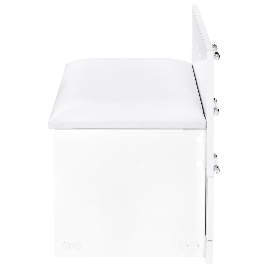 Danbury 3-drawer Makeup Vanity & Stool Set White High Gloss-14