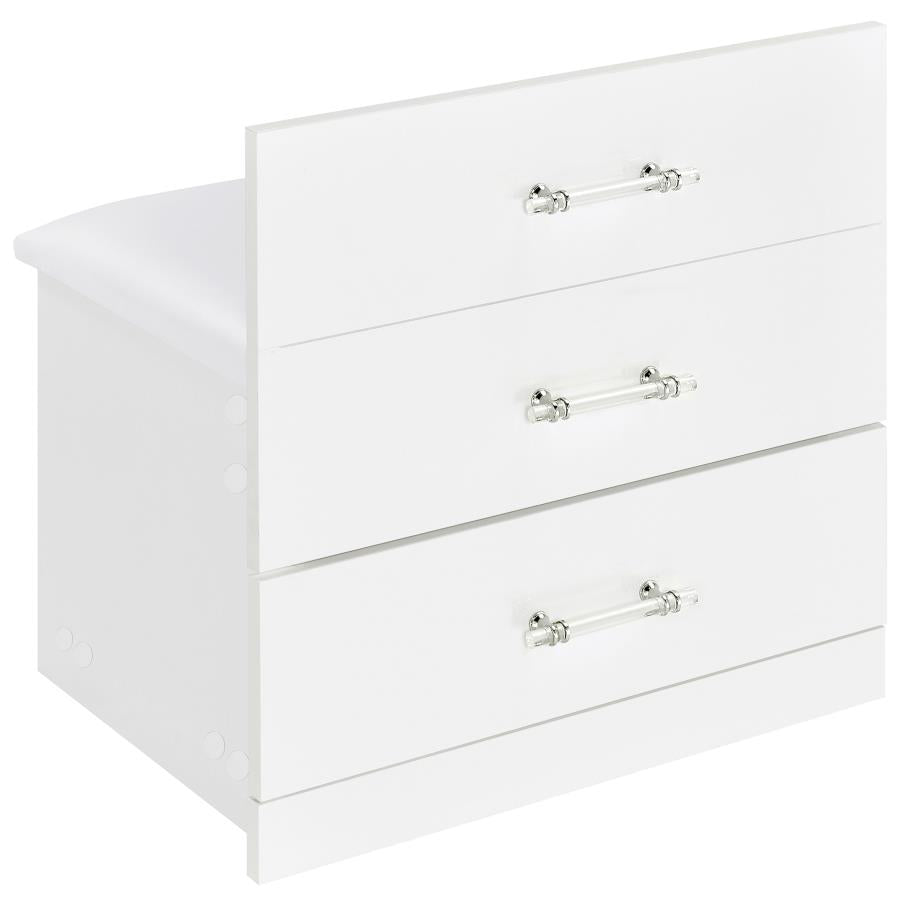 Danbury 3-drawer Makeup Vanity & Stool Set White High Gloss-15