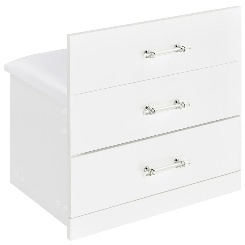 Danbury 3-drawer Makeup Vanity & Stool Set White High Gloss-zoom-