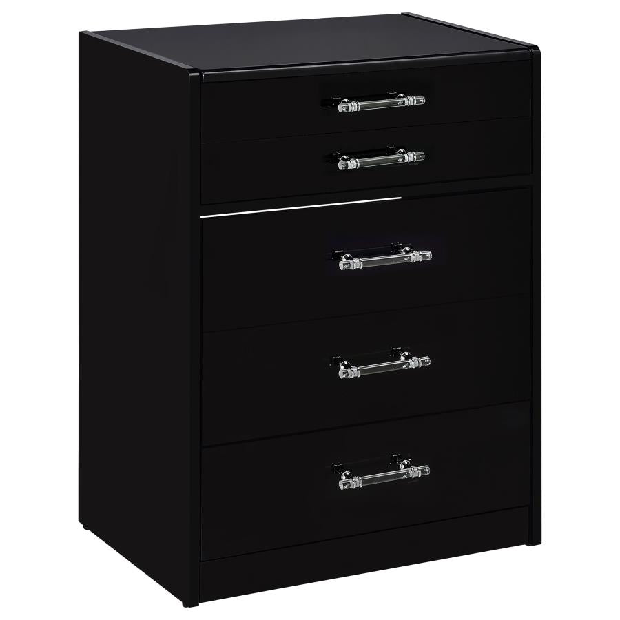Danbury 3-drawer Makeup Vanity & Stool Set Black High Gloss-zoom-4