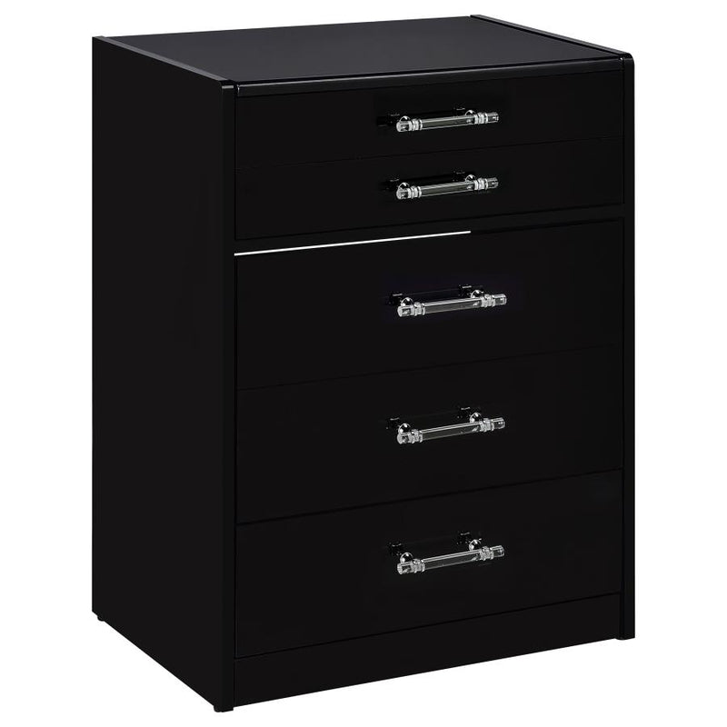 Danbury 3-drawer Makeup Vanity & Stool Set Black High Gloss-zoom-