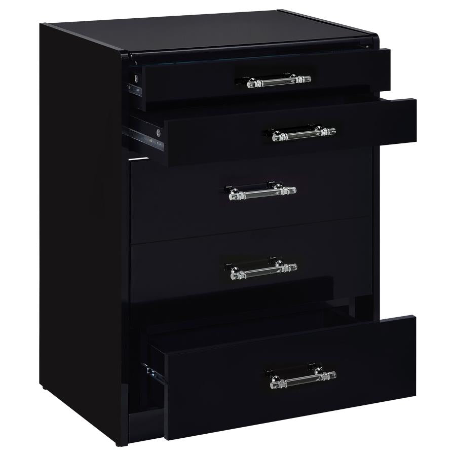 Danbury 3-drawer Makeup Vanity & Stool Set Black High Gloss-zoom-5