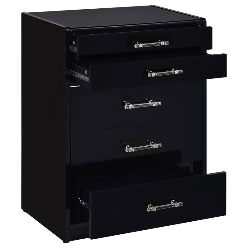 Danbury 3-drawer Makeup Vanity & Stool Set Black High Gloss-zoom-