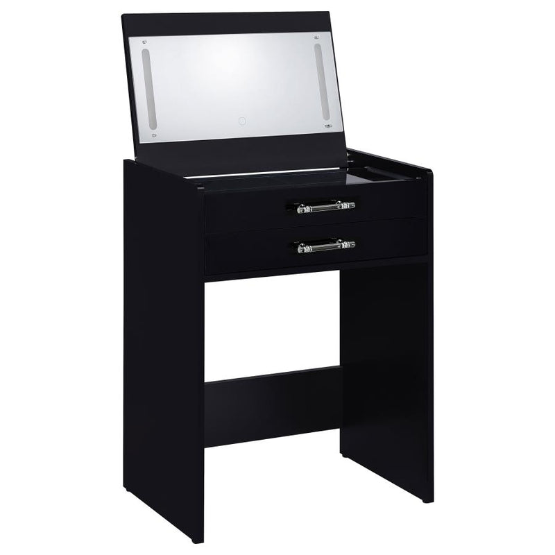 Danbury 3-drawer Makeup Vanity & Stool Set Black High Gloss-zoom-