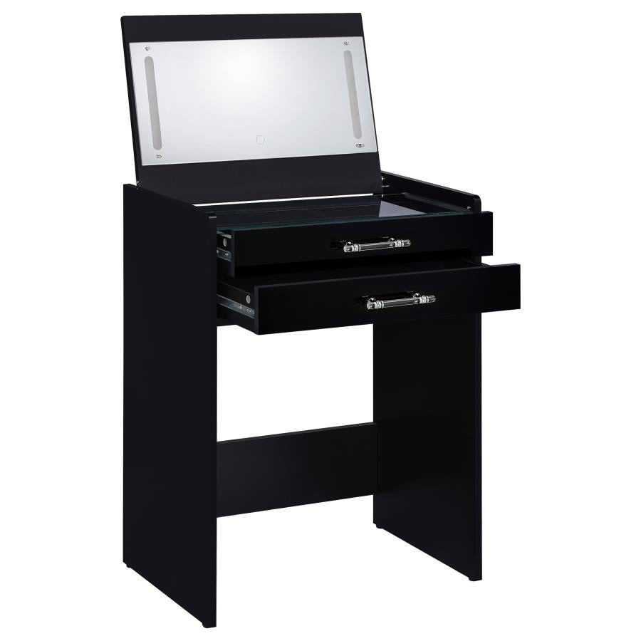 Danbury 3-drawer Makeup Vanity & Stool Set Black High Gloss-8