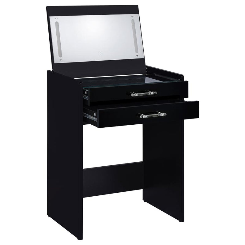 Danbury 3-drawer Makeup Vanity & Stool Set Black High Gloss-zoom-