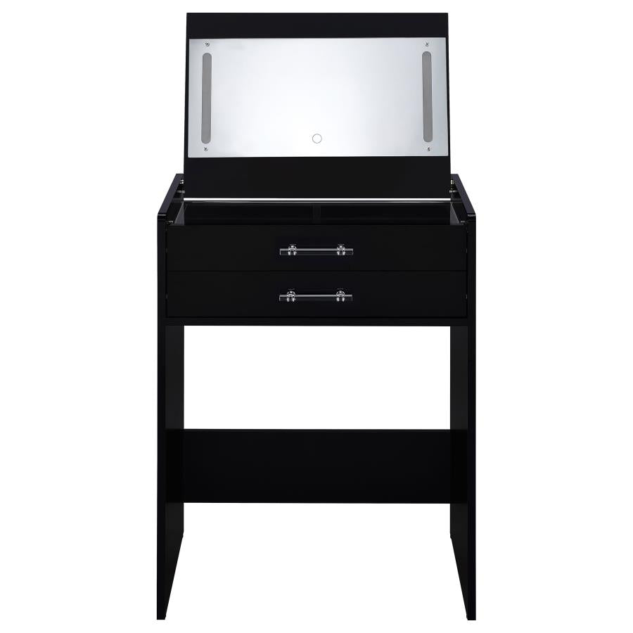 Danbury 3-drawer Makeup Vanity & Stool Set Black High Gloss-zoom-9