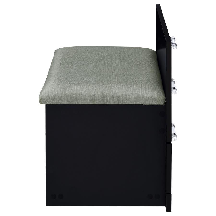 Danbury 3-drawer Makeup Vanity & Stool Set Black High Gloss-14