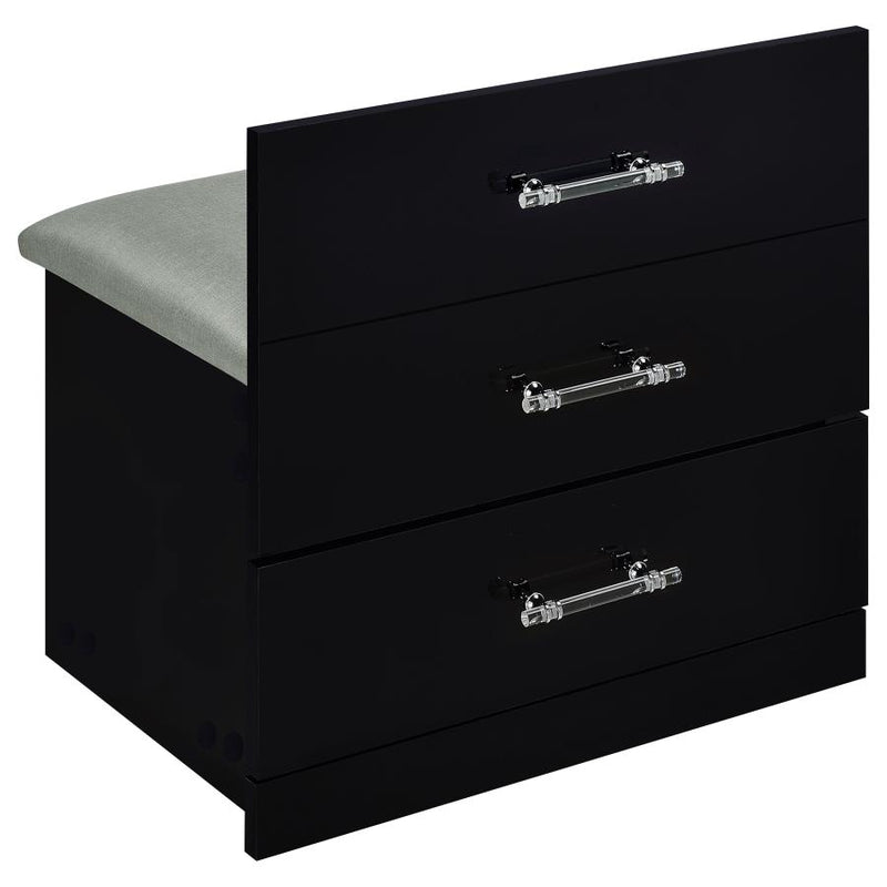Danbury 3-drawer Makeup Vanity & Stool Set Black High Gloss-zoom-
