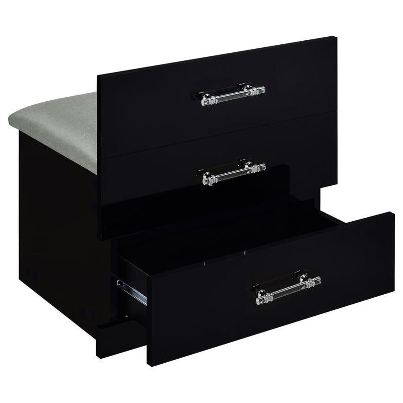 Danbury 3-drawer Makeup Vanity & Stool Set Black High Gloss-zoom-