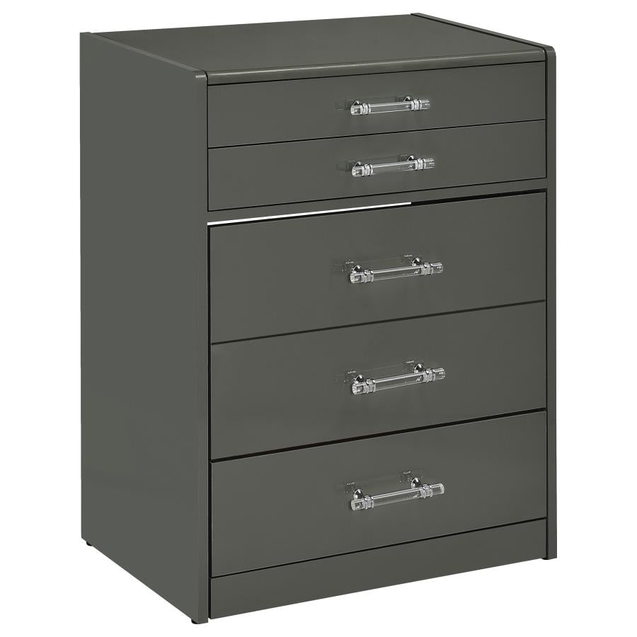 Danbury 3-drawer Makeup Vanity & Stool Set Grey High Gloss-4