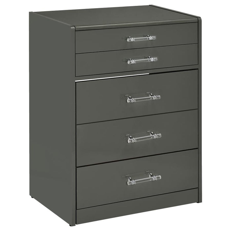 Danbury 3-drawer Makeup Vanity & Stool Set Grey High Gloss-zoom-