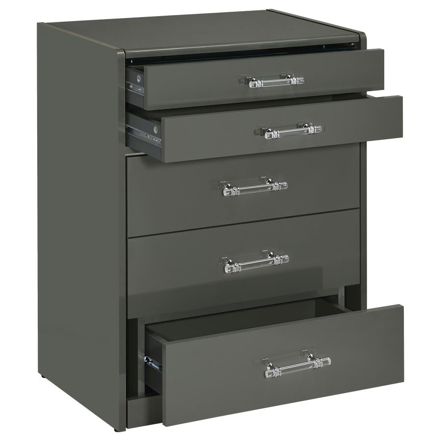Danbury 3-drawer Makeup Vanity & Stool Set Grey High Gloss-zoom-5