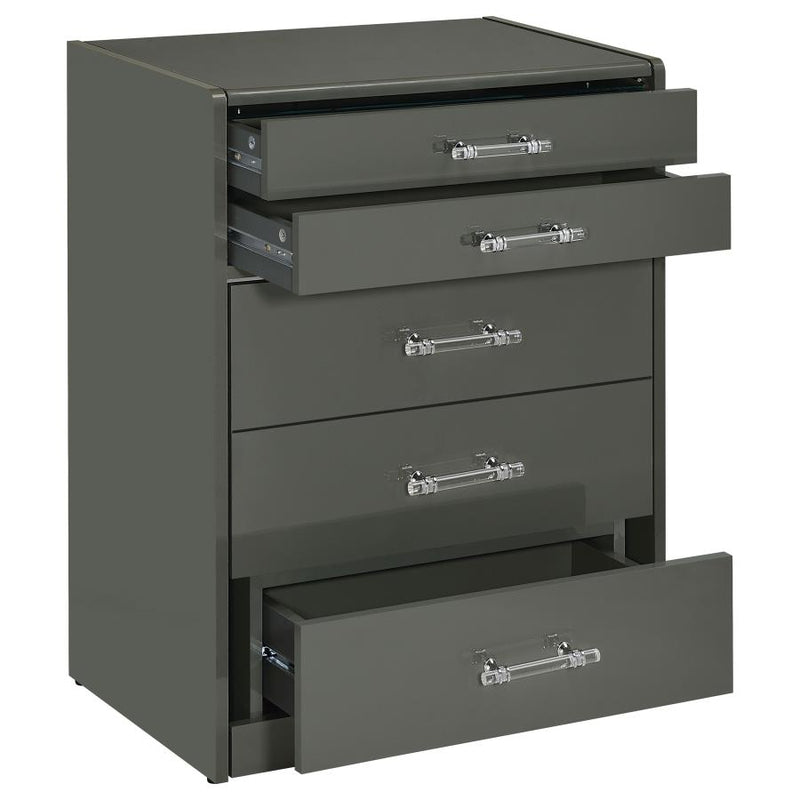 Danbury 3-drawer Makeup Vanity & Stool Set Grey High Gloss-zoom-