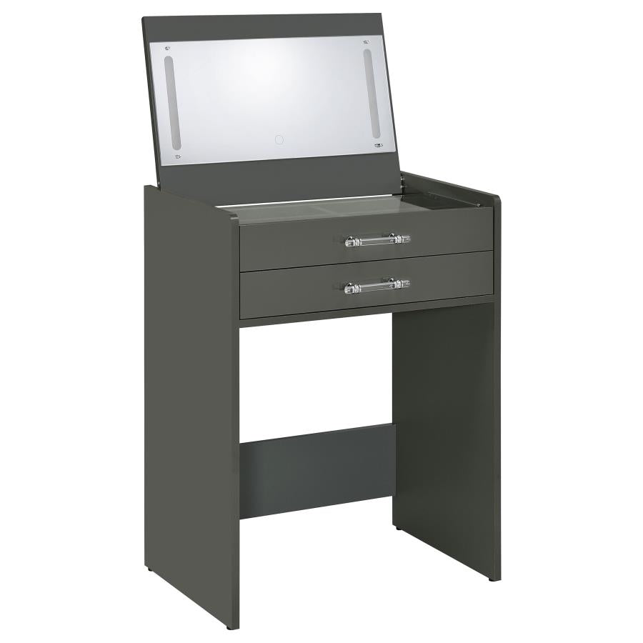 Danbury 3-drawer Makeup Vanity & Stool Set Grey High Gloss-zoom-7