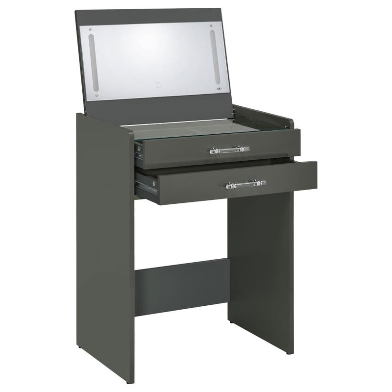 Danbury 3-drawer Makeup Vanity & Stool Set Grey High Gloss-zoom-