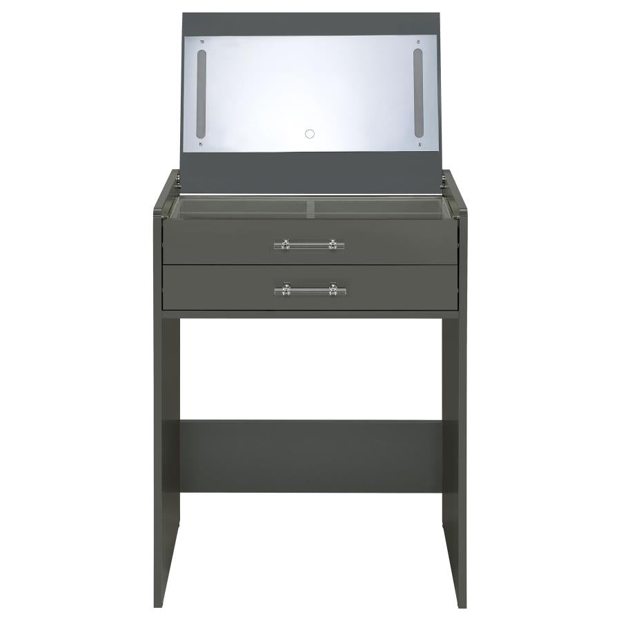 Danbury 3-drawer Makeup Vanity & Stool Set Grey High Gloss-9