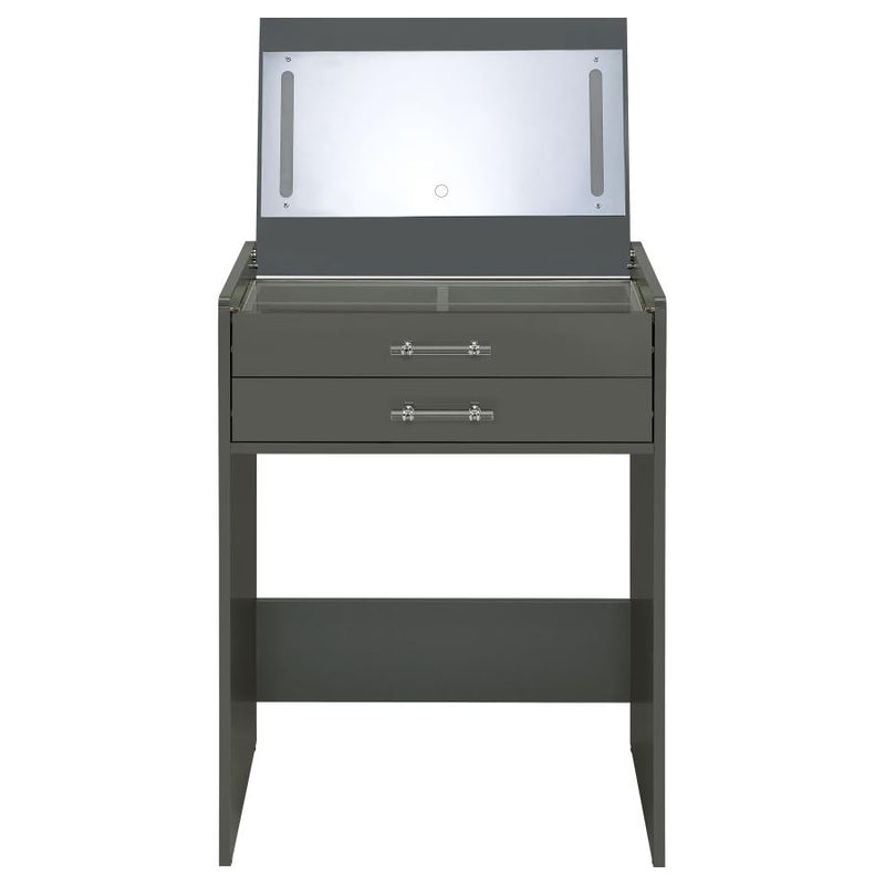 Danbury 3-drawer Makeup Vanity & Stool Set Grey High Gloss-zoom-
