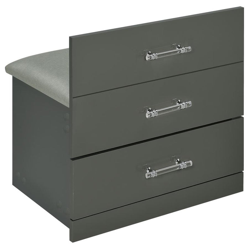 Danbury 3-drawer Makeup Vanity & Stool Set Grey High Gloss-zoom-