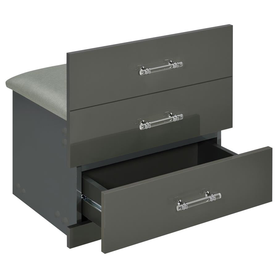 Danbury 3-drawer Makeup Vanity & Stool Set Grey High Gloss-zoom-16