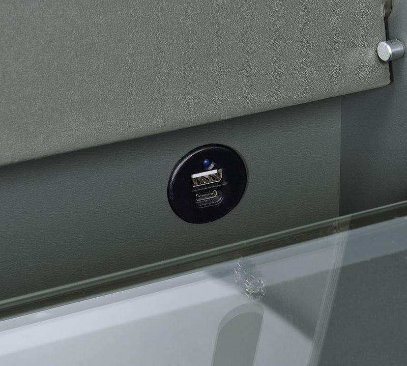 Danbury 3-drawer Makeup Vanity & Stool Set Grey High Gloss-zoom-