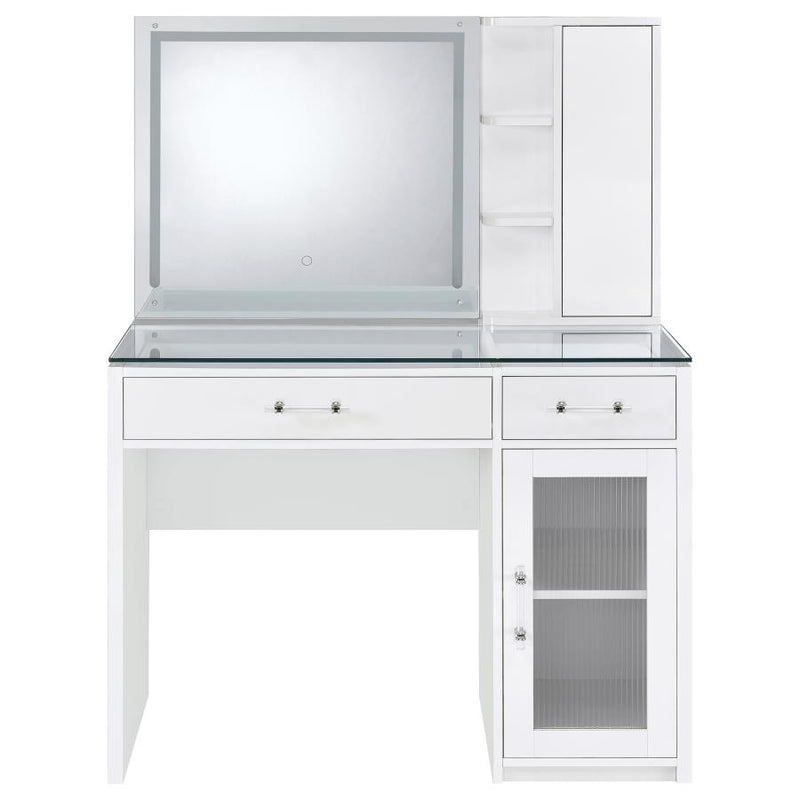 Flora 2-drawer Vanity Set with LED Mirror White High Gloss-zoom-