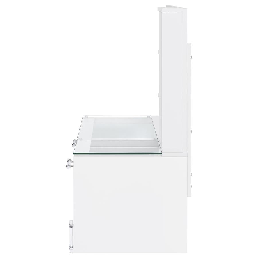 Flora 2-drawer Vanity Set with LED Mirror White High Gloss-zoom-10