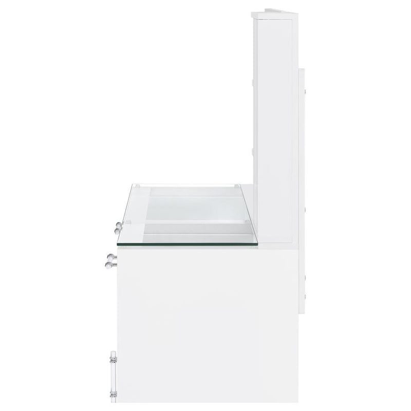 Flora 2-drawer Vanity Set with LED Mirror White High Gloss-zoom-