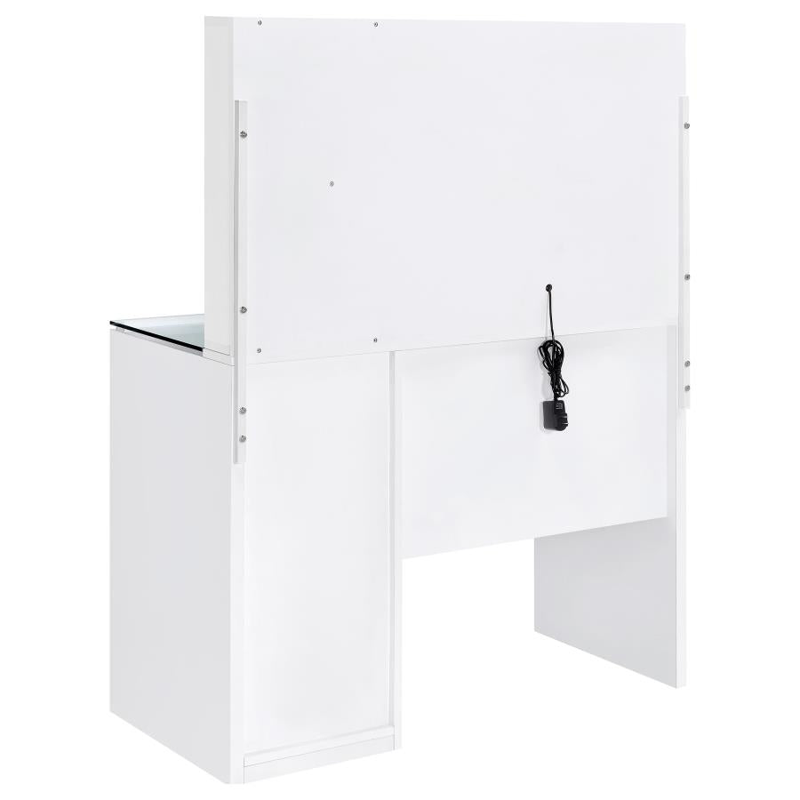 Flora 2-drawer Vanity Set with LED Mirror White High Gloss-zoom-11