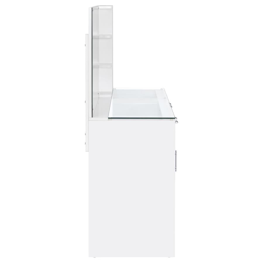 Flora 2-drawer Vanity Set with LED Mirror White High Gloss-12