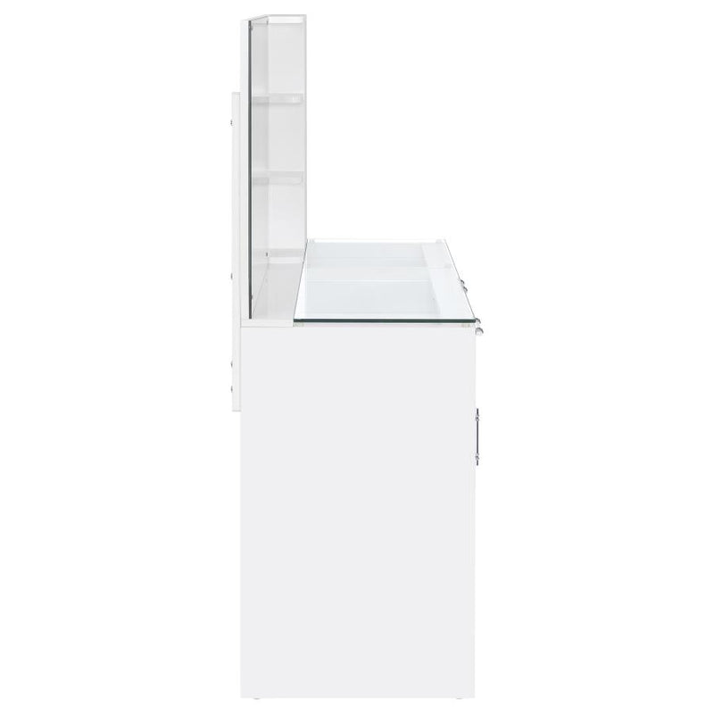 Flora 2-drawer Vanity Set with LED Mirror White High Gloss-zoom-
