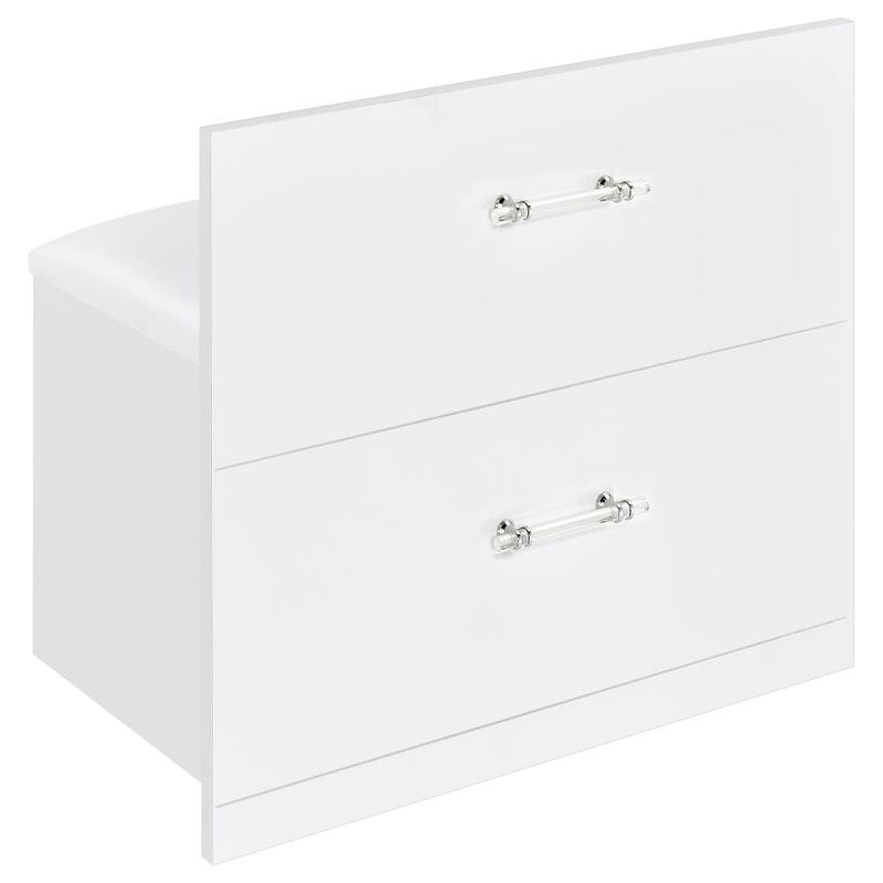 Flora 2-drawer Vanity Set with LED Mirror White High Gloss-zoom-
