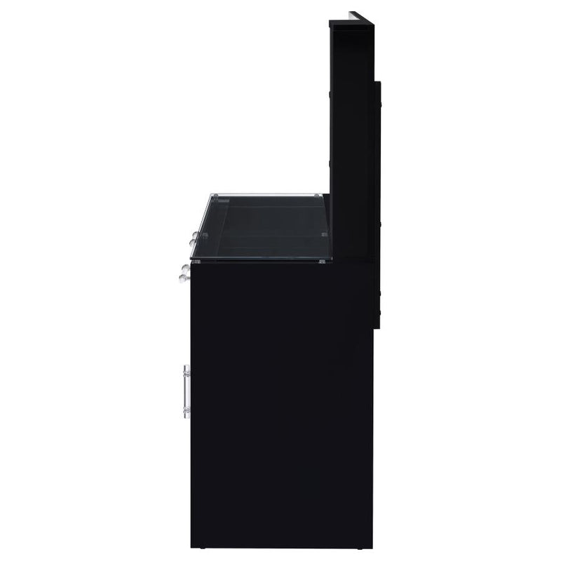 Flora 2-drawer Vanity Set with LED Mirror Black High Gloss-zoom-