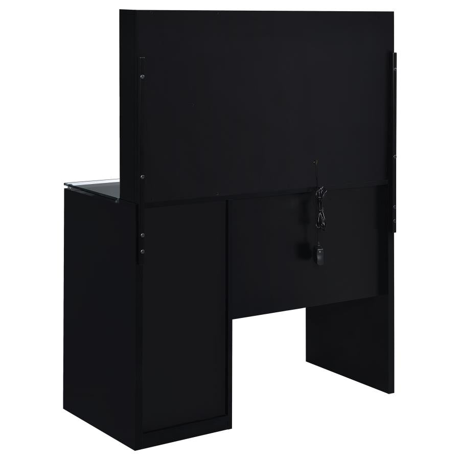 Flora 2-drawer Vanity Set with LED Mirror Black High Gloss-11