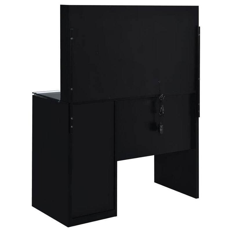 Flora 2-drawer Vanity Set with LED Mirror Black High Gloss-zoom-