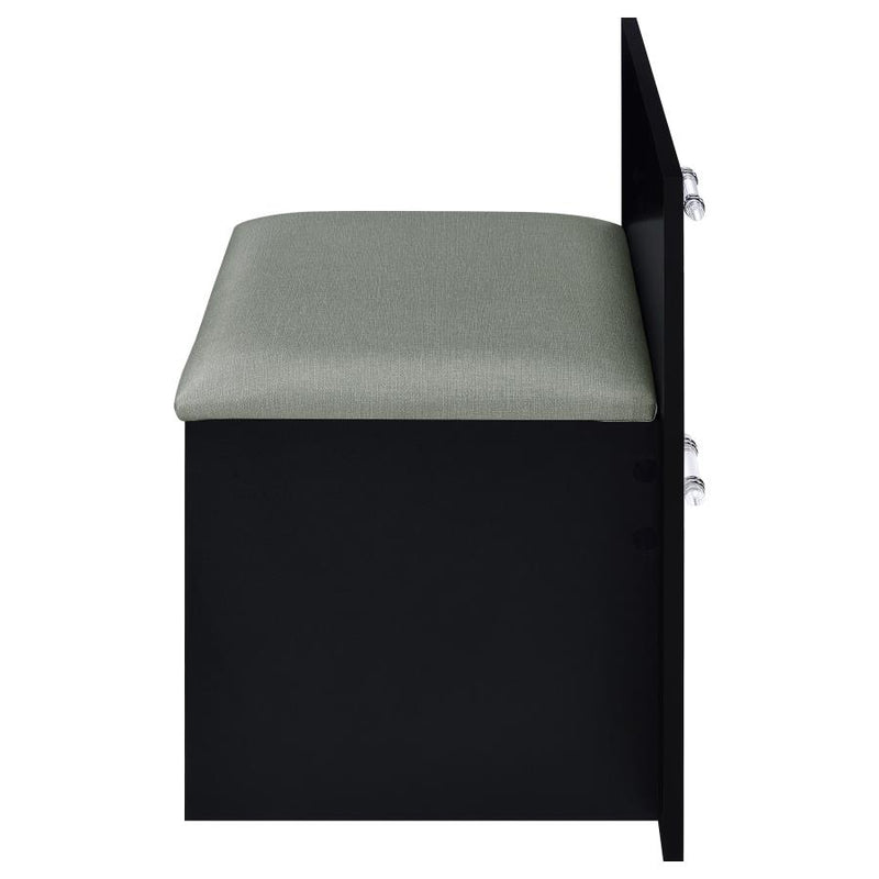 Flora 2-drawer Vanity Set with LED Mirror Black High Gloss-zoom-