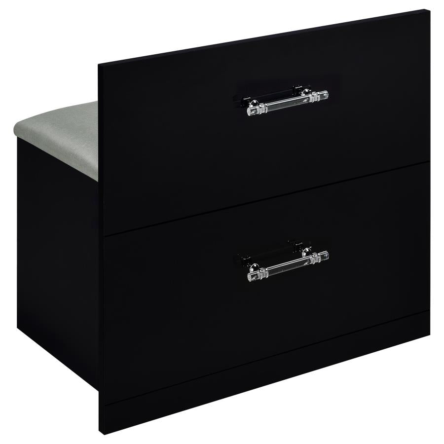 Flora 2-drawer Vanity Set with LED Mirror Black High Gloss-zoom-16