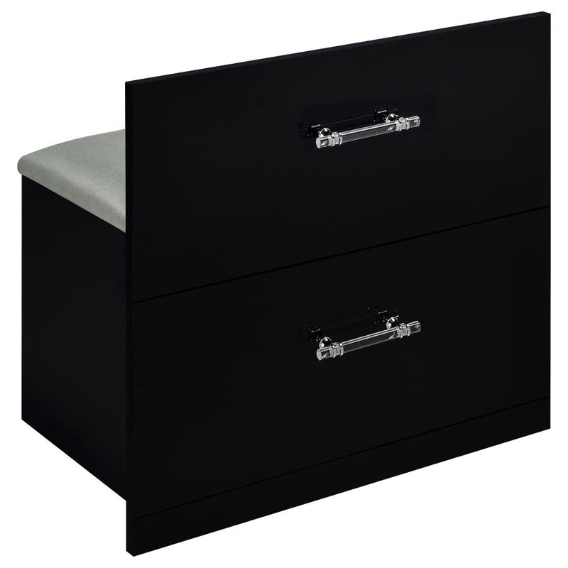 Flora 2-drawer Vanity Set with LED Mirror Black High Gloss-zoom-