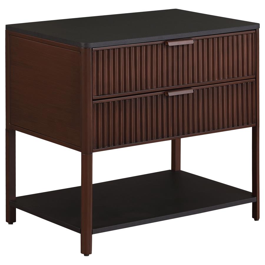 Zimmerlee 2-drawer Side Table with Shelf Rust Brown-zoom-1