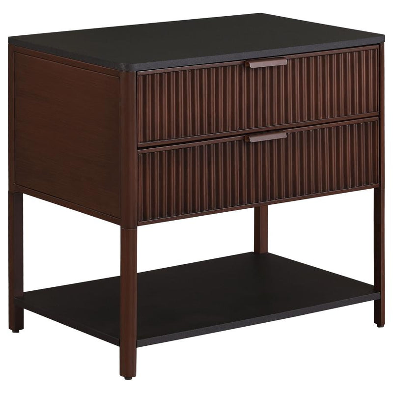 Zimmerlee 2-drawer Side Table with Shelf Rust Brown-zoom-