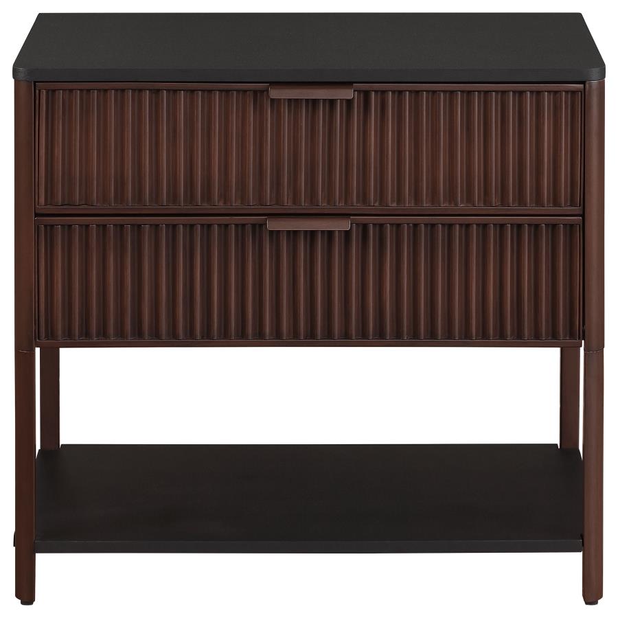 Zimmerlee 2-drawer Side Table with Shelf Rust Brown-3