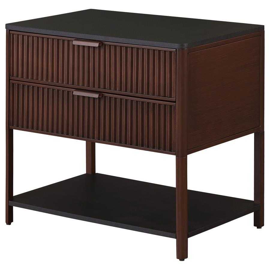 Zimmerlee 2-drawer Side Table with Shelf Rust Brown-zoom-4