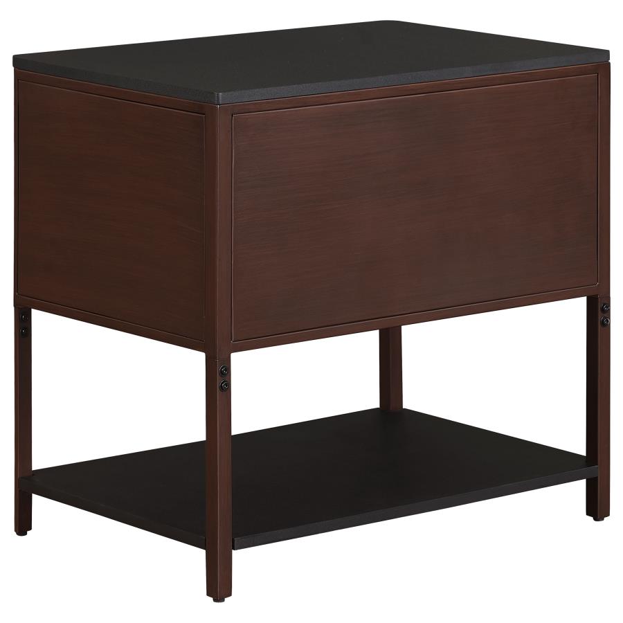 Zimmerlee 2-drawer Side Table with Shelf Rust Brown-6