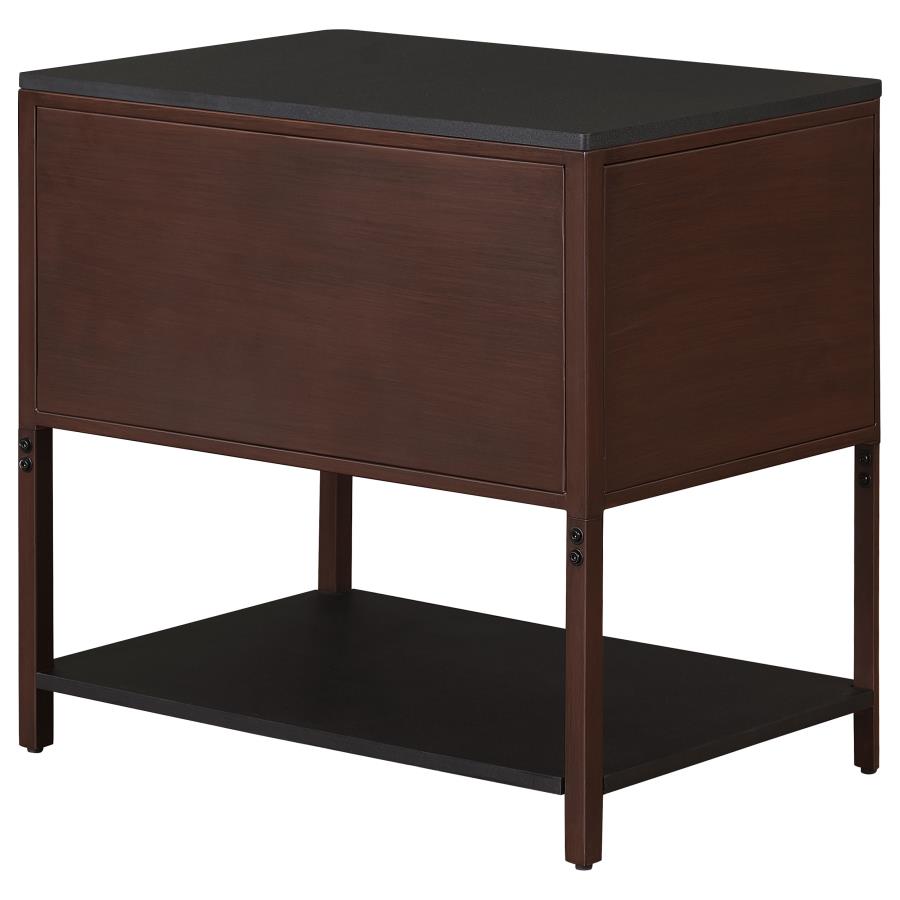 Zimmerlee 2-drawer Side Table with Shelf Rust Brown-7