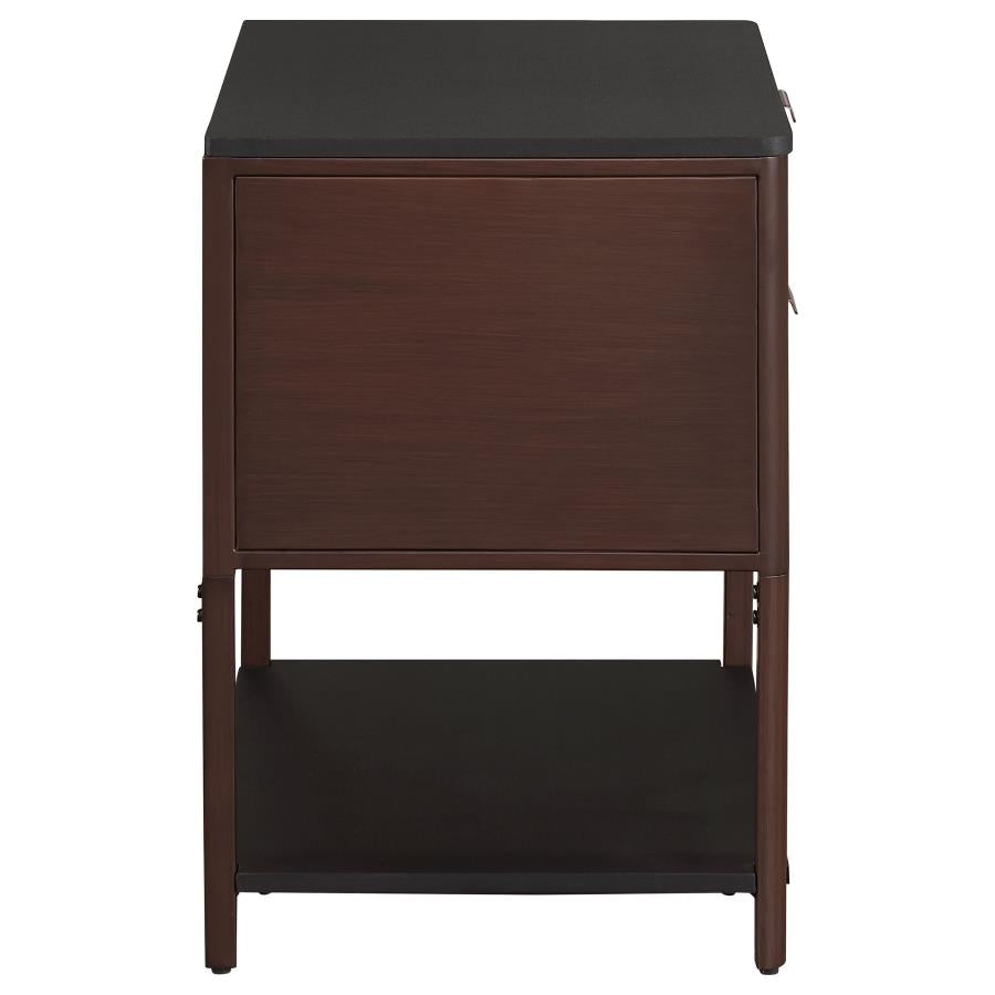 Zimmerlee 2-drawer Side Table with Shelf Rust Brown-zoom-8