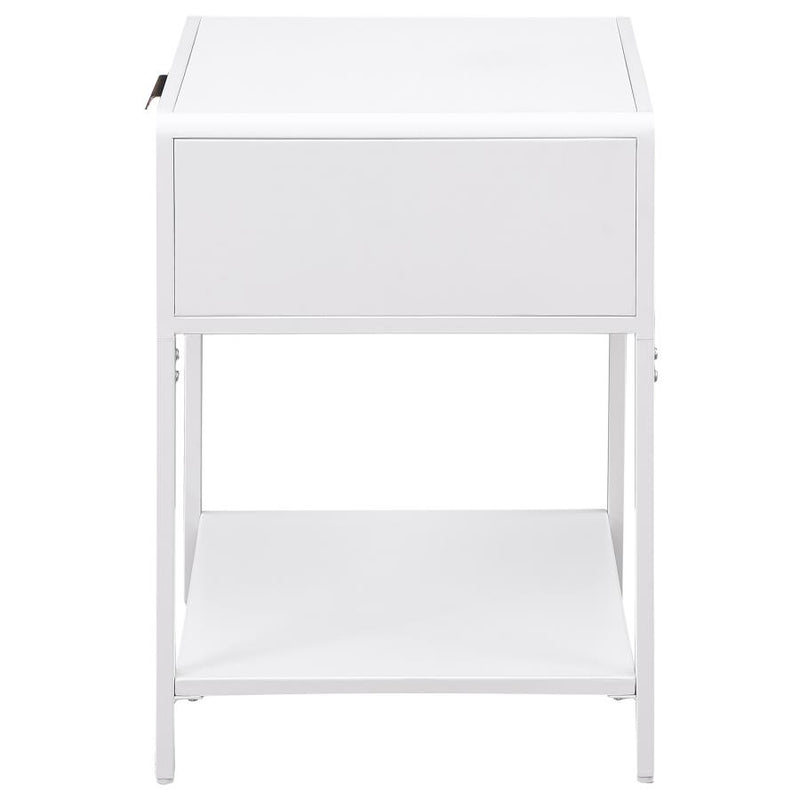 Amherst 1-drawer Radio Weave Cane Metal Bedside Table White-zoom-