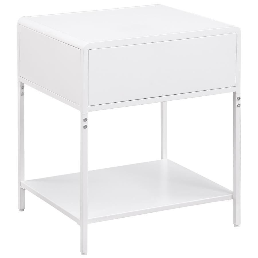 Amherst 1-drawer Radio Weave Cane Metal Bedside Table White-zoom-6